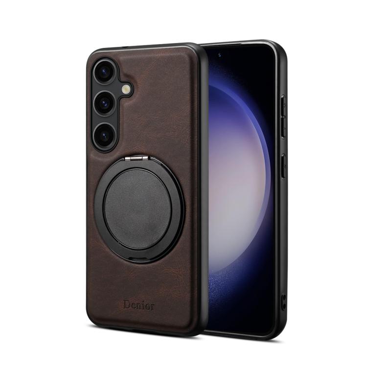 For Samsung Galaxy S25+ 5G Denior A14 Skin Feel Rotating Holder MagSafe Phone Case(Brown) - free shipping - PMC Jewellery - Order now!