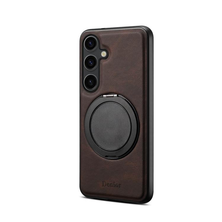 For Samsung Galaxy S25+ 5G Denior A14 Skin Feel Rotating Holder MagSafe Phone Case(Brown) - free shipping - PMC Jewellery - Order now!