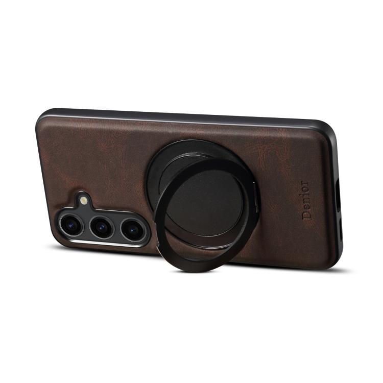 For Samsung Galaxy S25+ 5G Denior A14 Skin Feel Rotating Holder MagSafe Phone Case(Brown) - free shipping - PMC Jewellery - Order now!