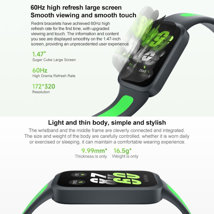 Xiaomi Redmi Band 3 Smart Band, 1.47 inch, Heart Rate / Blood Oxygen Health Monitoring(Black) - free shipping - PMC TechLife - Order now!