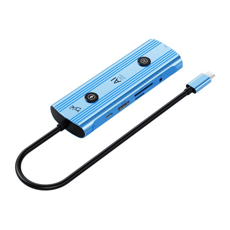 YCE V172 12 in 1 USB-C / Type-C HUB Adapter AI Docking Station(Blue) - USB HUB by PMC TechLife | Online Shopping South Africa | PMC TechLife | Buy Now Pay Later Mobicred