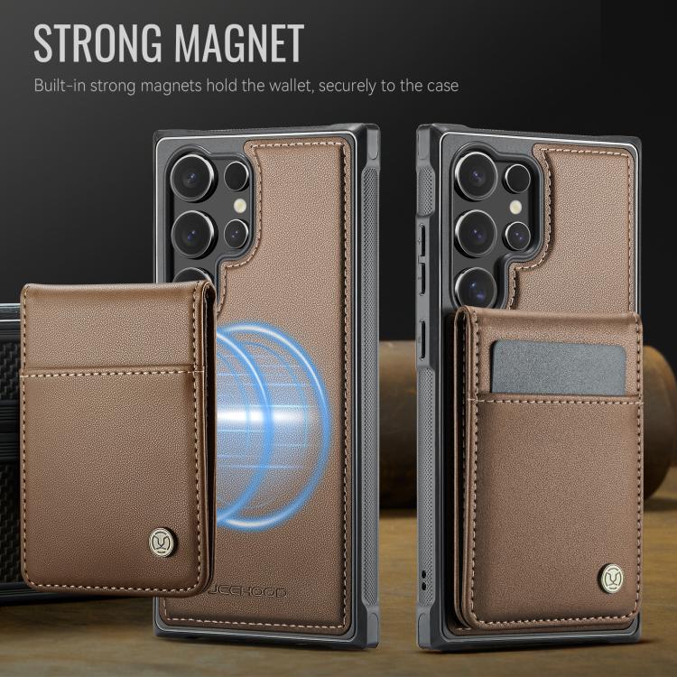For Samsung Galaxy S25 Ultra 5G JEEHOOD J06 British Style RFID MagSafe Card Bag PU Phone Case(Brown) - Galaxy S25 Ultra 5G Cases by JEEHOOD | Online Shopping South Africa | PMC Jewellery | Buy Now Pay Later Mobicred