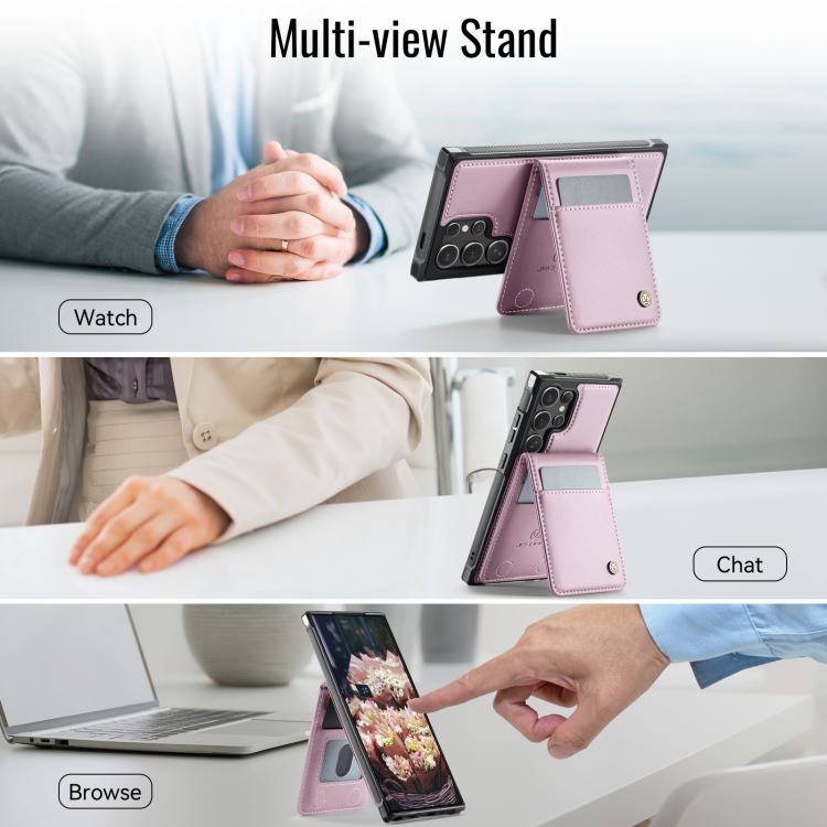For Samsung Galaxy S25 Ultra 5G JEEHOOD J06 British Style RFID MagSafe Card Bag PU Phone Case(Pink) - Galaxy S25 Ultra 5G Cases by JEEHOOD | Online Shopping South Africa | PMC Jewellery | Buy Now Pay Later Mobicred