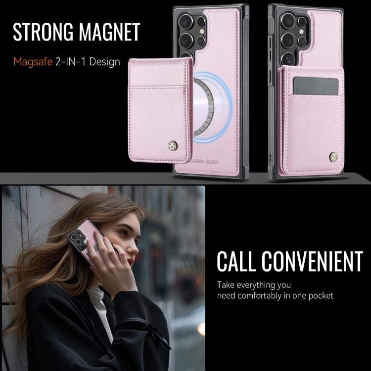 For Samsung Galaxy S25 Ultra 5G JEEHOOD J06 British Style RFID MagSafe Card Bag PU Phone Case(Pink) - Galaxy S25 Ultra 5G Cases by JEEHOOD | Online Shopping South Africa | PMC Jewellery | Buy Now Pay Later Mobicred