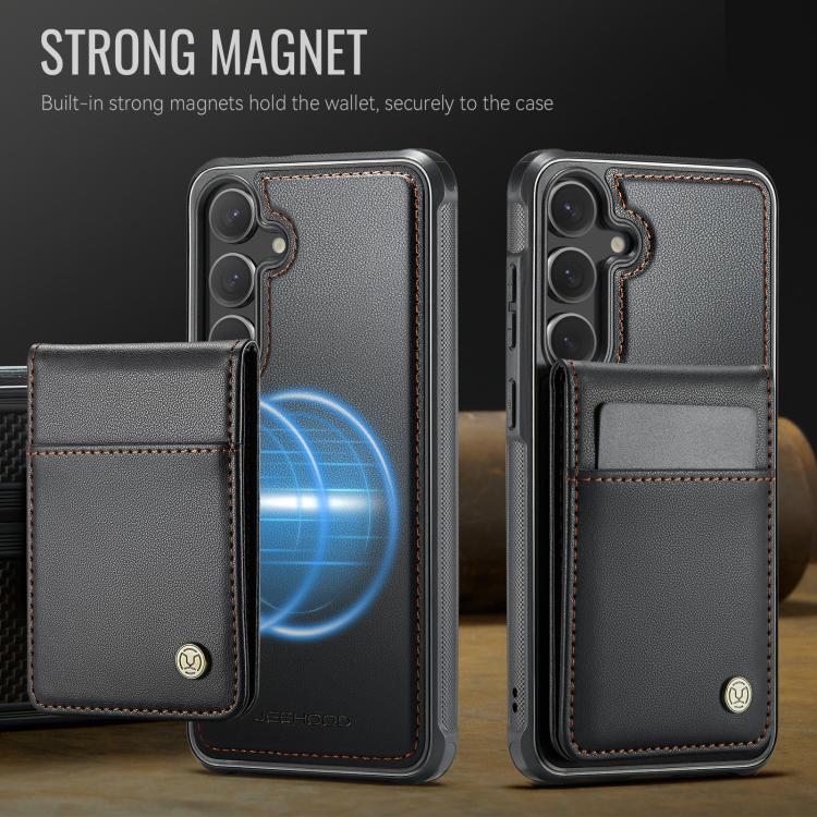 For Samsung Galaxy S25+ 5G JEEHOOD J06 British Style RFID MagSafe Card Bag PU Phone Case(Black) - Galaxy S25+ 5G Cases by JEEHOOD | Online Shopping South Africa | PMC Jewellery | Buy Now Pay Later Mobicred