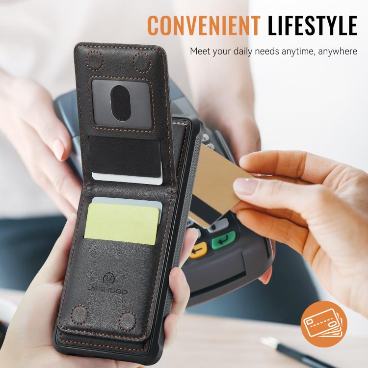 For Samsung Galaxy S25+ 5G JEEHOOD J06 British Style RFID MagSafe Card Bag PU Phone Case(Black) - Galaxy S25+ 5G Cases by JEEHOOD | Online Shopping South Africa | PMC Jewellery | Buy Now Pay Later Mobicred