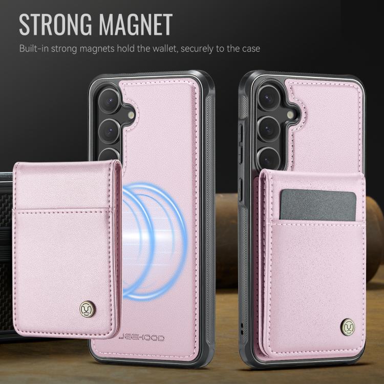For Samsung Galaxy S25+ 5G JEEHOOD J06 British Style RFID MagSafe Card Bag PU Phone Case(Pink) - Galaxy S25+ 5G Cases by JEEHOOD | Online Shopping South Africa | PMC Jewellery | Buy Now Pay Later Mobicred