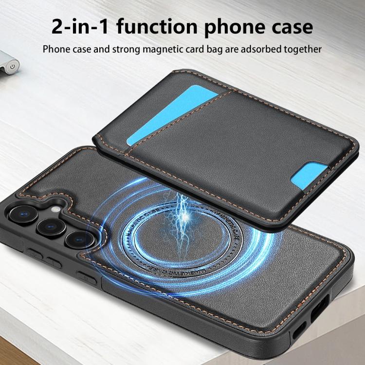 For Samsung Galaxy S25 5G Skin Feel Detachable Card Bag Magsafe Phone Case(Black) - Galaxy S25 5G Cases by PMC Jewellery | Online Shopping South Africa | PMC Jewellery | Buy Now Pay Later Mobicred