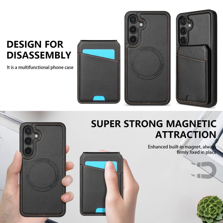 For Samsung Galaxy S25 5G Skin Feel Detachable Card Bag Magsafe Phone Case(Black) - Galaxy S25 5G Cases by PMC Jewellery | Online Shopping South Africa | PMC Jewellery | Buy Now Pay Later Mobicred