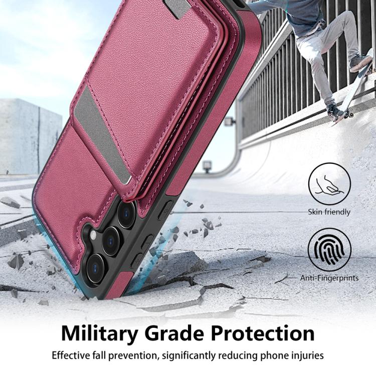 For Samsung Galaxy S25 5G Skin Feel Detachable Card Bag Magsafe Phone Case(Wine Red) - Galaxy S25 5G Cases by PMC Jewellery | Online Shopping South Africa | PMC Jewellery | Buy Now Pay Later Mobicred