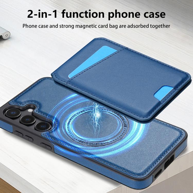 For Samsung Galaxy S25 5G Skin Feel Detachable Card Bag Magsafe Phone Case(Blue) - Galaxy S25 5G Cases by PMC Jewellery | Online Shopping South Africa | PMC Jewellery | Buy Now Pay Later Mobicred
