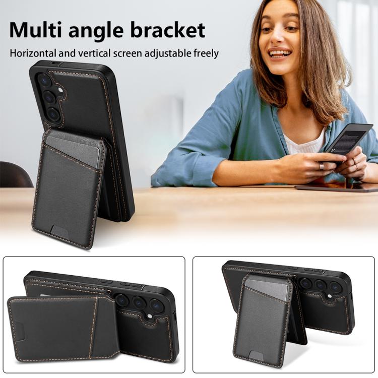 For Samsung Galaxy S25+ 5G Skin Feel Detachable Card Bag Magsafe Phone Case(Black) - free shipping - PMC Jewellery - Order now!