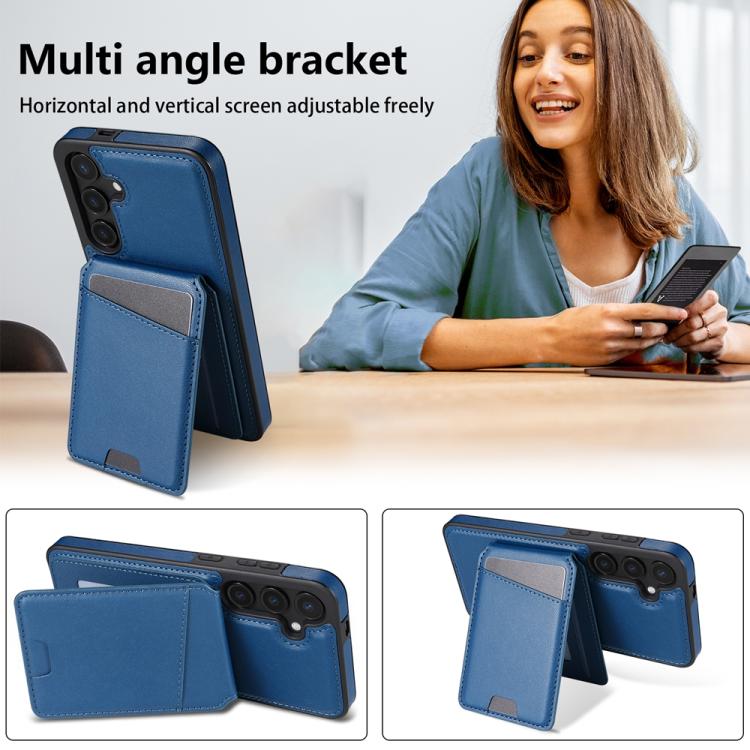 For Samsung Galaxy S25+ 5G Skin Feel Detachable Card Bag Magsafe Phone Case(Blue) - Galaxy S25+ 5G Cases by PMC Jewellery | Online Shopping South Africa | PMC Jewellery | Buy Now Pay Later Mobicred