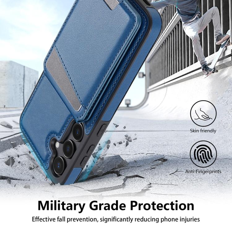 For Samsung Galaxy S25+ 5G Skin Feel Detachable Card Bag Magsafe Phone Case(Blue) - Galaxy S25+ 5G Cases by PMC Jewellery | Online Shopping South Africa | PMC Jewellery | Buy Now Pay Later Mobicred
