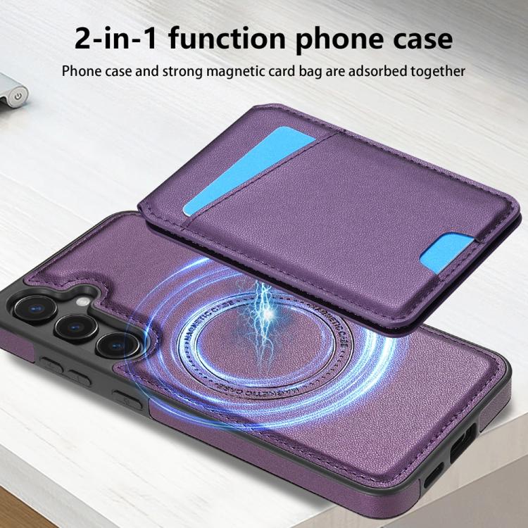 For Samsung Galaxy S25+ 5G Skin Feel Detachable Card Bag Magsafe Phone Case(Purple) - Galaxy S25+ 5G Cases by PMC Jewellery | Online Shopping South Africa | PMC Jewellery | Buy Now Pay Later Mobicred
