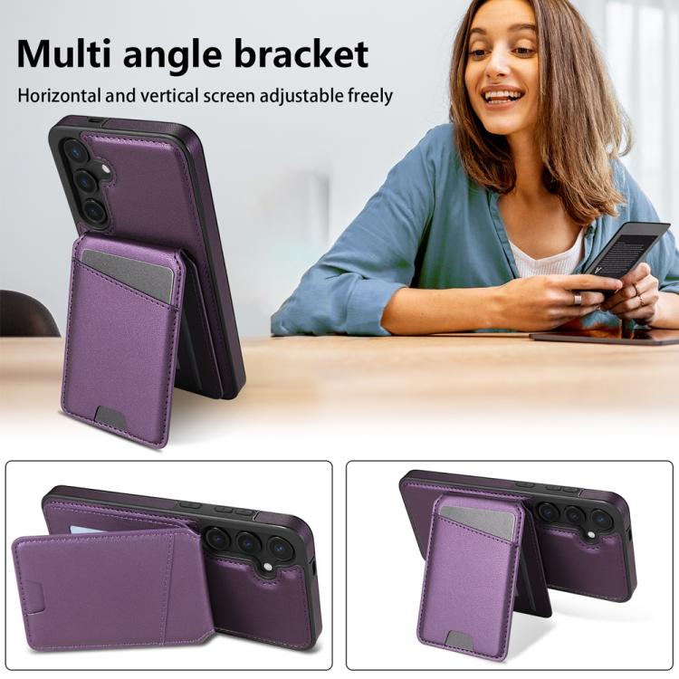 For Samsung Galaxy S25+ 5G Skin Feel Detachable Card Bag Magsafe Phone Case(Purple) - Galaxy S25+ 5G Cases by PMC Jewellery | Online Shopping South Africa | PMC Jewellery | Buy Now Pay Later Mobicred