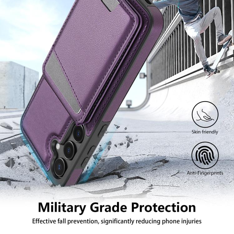 For Samsung Galaxy S25+ 5G Skin Feel Detachable Card Bag Magsafe Phone Case(Purple) - Galaxy S25+ 5G Cases by PMC Jewellery | Online Shopping South Africa | PMC Jewellery | Buy Now Pay Later Mobicred