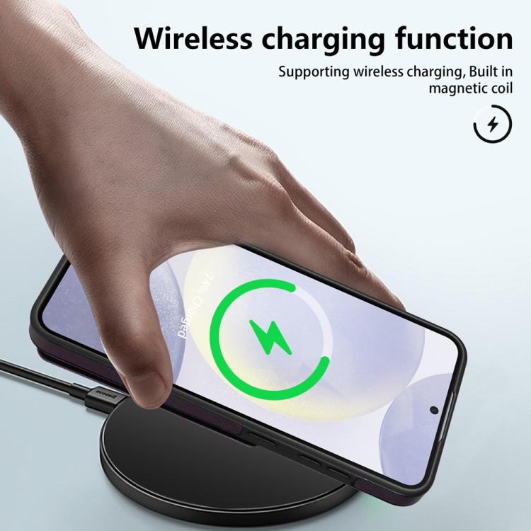 For Samsung Galaxy S25+ 5G Skin Feel Detachable Card Bag Magsafe Phone Case(Purple) - Galaxy S25+ 5G Cases by PMC Jewellery | Online Shopping South Africa | PMC Jewellery | Buy Now Pay Later Mobicred