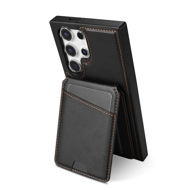 For Samsung Galaxy S25 Ultra 5G Skin Feel Detachable Card Bag Magsafe Phone Case(Black) - Galaxy S25 Ultra 5G Cases by PMC Jewellery | Online Shopping South Africa | PMC Jewellery | Buy Now Pay Later Mobicred