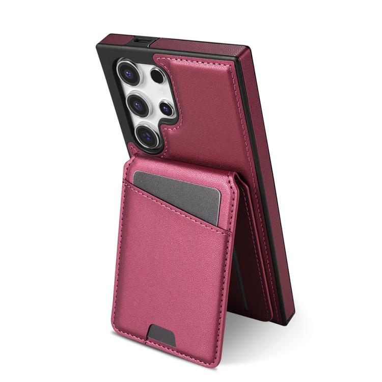 For Samsung Galaxy S25 Ultra 5G Skin Feel Detachable Card Bag Magsafe Phone Case(Wine Red) - Galaxy S25 Ultra 5G Cases by PMC Jewellery | Online Shopping South Africa | PMC Jewellery | Buy Now Pay Later Mobicred