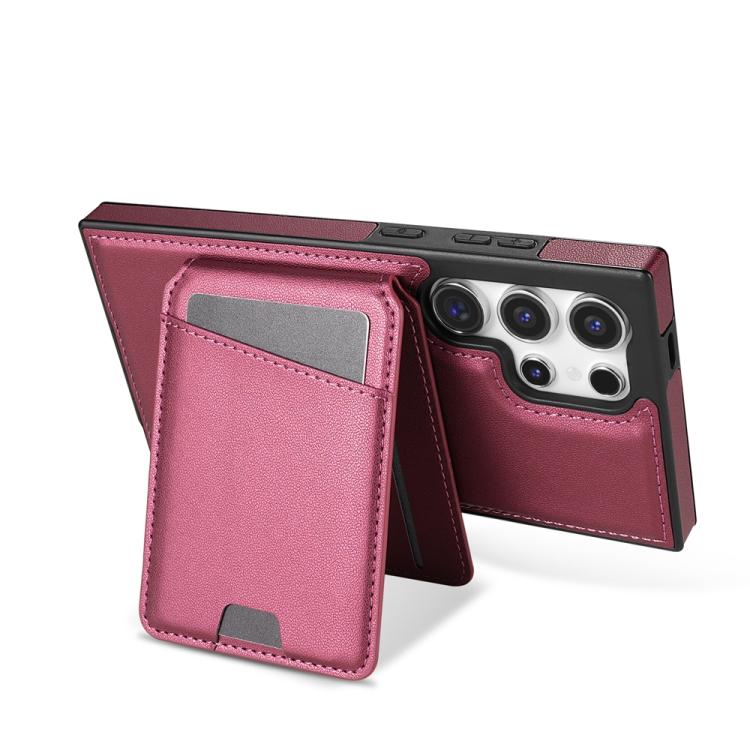 For Samsung Galaxy S25 Ultra 5G Skin Feel Detachable Card Bag Magsafe Phone Case(Wine Red) - Galaxy S25 Ultra 5G Cases by PMC Jewellery | Online Shopping South Africa | PMC Jewellery | Buy Now Pay Later Mobicred
