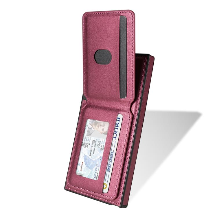 For Samsung Galaxy S25 Ultra 5G Skin Feel Detachable Card Bag Magsafe Phone Case(Wine Red) - Galaxy S25 Ultra 5G Cases by PMC Jewellery | Online Shopping South Africa | PMC Jewellery | Buy Now Pay Later Mobicred