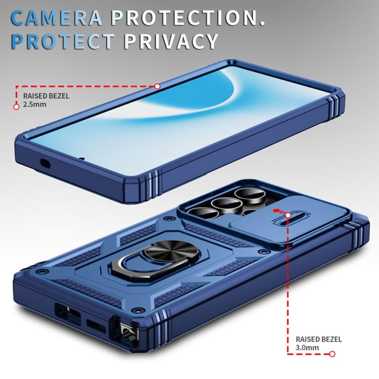 For Samsung Galaxy S25 Ultra 5G Sliding Camshield TPU Hybrid PC Phone Case with Holder(Navy Blue) - Galaxy S25 Ultra 5G Cases by PMC Jewellery | Online Shopping South Africa | PMC Jewellery | Buy Now Pay Later Mobicred