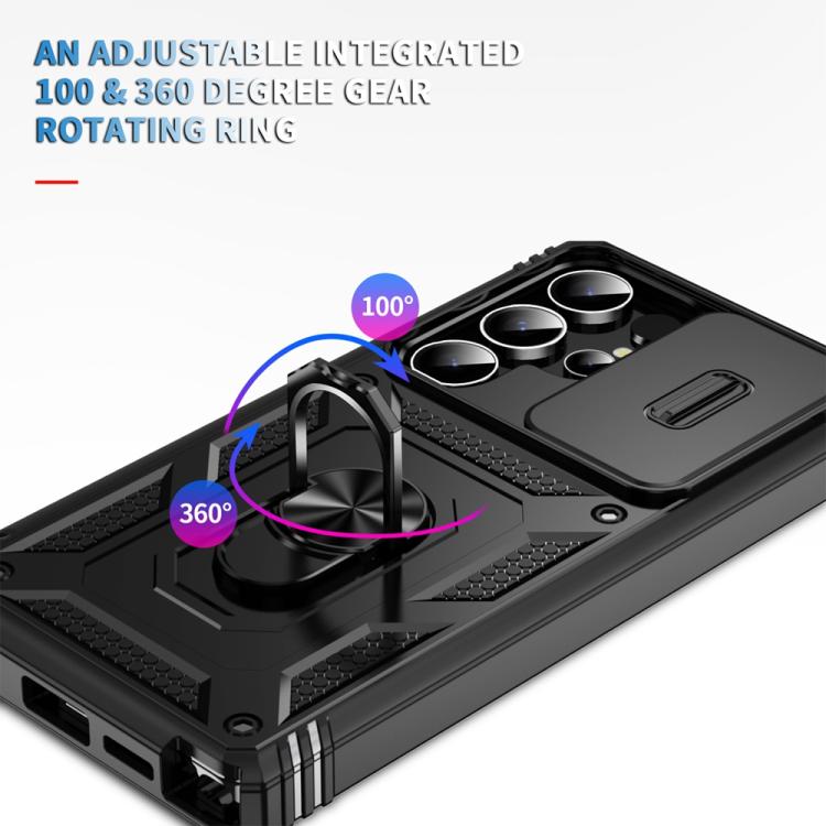 For Samsung Galaxy S25 Ultra 5G Sliding Camshield TPU Hybrid PC Phone Case with Holder(Black) - Galaxy S25 Ultra 5G Cases by PMC Jewellery | Online Shopping South Africa | PMC Jewellery | Buy Now Pay Later Mobicred