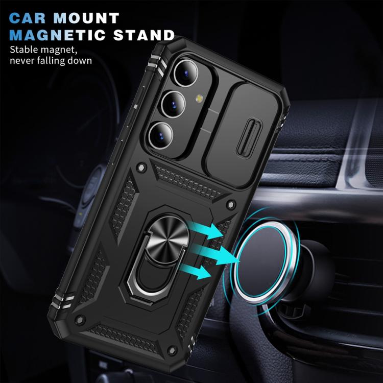 For Samsung Galaxy S25+ 5G Sliding Camshield TPU Hybrid PC Phone Case with Holder(Black) - Galaxy S25+ 5G Cases by PMC Jewellery | Online Shopping South Africa | PMC Jewellery | Buy Now Pay Later Mobicred