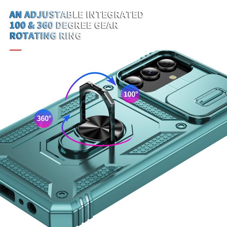 For Samsung Galaxy S25+ 5G Sliding Camshield TPU Hybrid PC Phone Case with Holder(Green) - Galaxy S25+ 5G Cases by PMC Jewellery | Online Shopping South Africa | PMC Jewellery | Buy Now Pay Later Mobicred