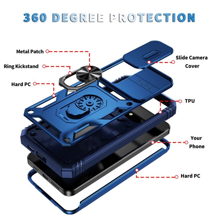 For Samsung Galaxy S25 5G Sliding Camshield TPU Hybrid PC Phone Case with Holder(Navy Blue) - Galaxy S25 5G Cases by PMC Jewellery | Online Shopping South Africa | PMC Jewellery | Buy Now Pay Later Mobicred