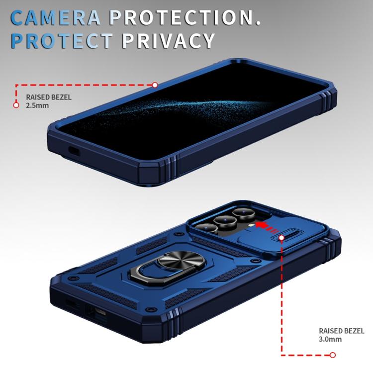 For Samsung Galaxy S25 5G Sliding Camshield TPU Hybrid PC Phone Case with Holder(Navy Blue) - Galaxy S25 5G Cases by PMC Jewellery | Online Shopping South Africa | PMC Jewellery | Buy Now Pay Later Mobicred