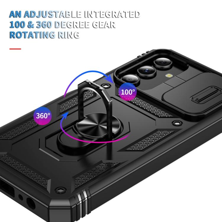 For Samsung Galaxy S25 5G Sliding Camshield TPU Hybrid PC Phone Case with Holder(Black) - free shipping - PMC Jewellery - Order now!