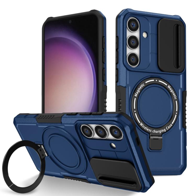 For Samsung Galaxy S25 5G Sliding Camshield MagSafe Holder TPU Hybrid PC Phone Case(Royal Blue) - Galaxy S25 5G Cases by PMC TechLife | Online Shopping South Africa | PMC TechLife | Buy Now Pay Later Mobicred
