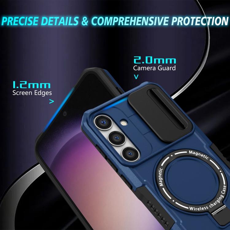 For Samsung Galaxy S25 5G Sliding Camshield MagSafe Holder TPU Hybrid PC Phone Case(Royal Blue) - Galaxy S25 5G Cases by PMC TechLife | Online Shopping South Africa | PMC TechLife | Buy Now Pay Later Mobicred