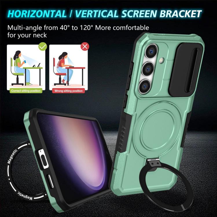For Samsung Galaxy S25 5G Sliding Camshield MagSafe Holder TPU Hybrid PC Phone Case(Light Blue) - Galaxy S25 5G Cases by PMC TechLife | Online Shopping South Africa | PMC TechLife | Buy Now Pay Later Mobicred