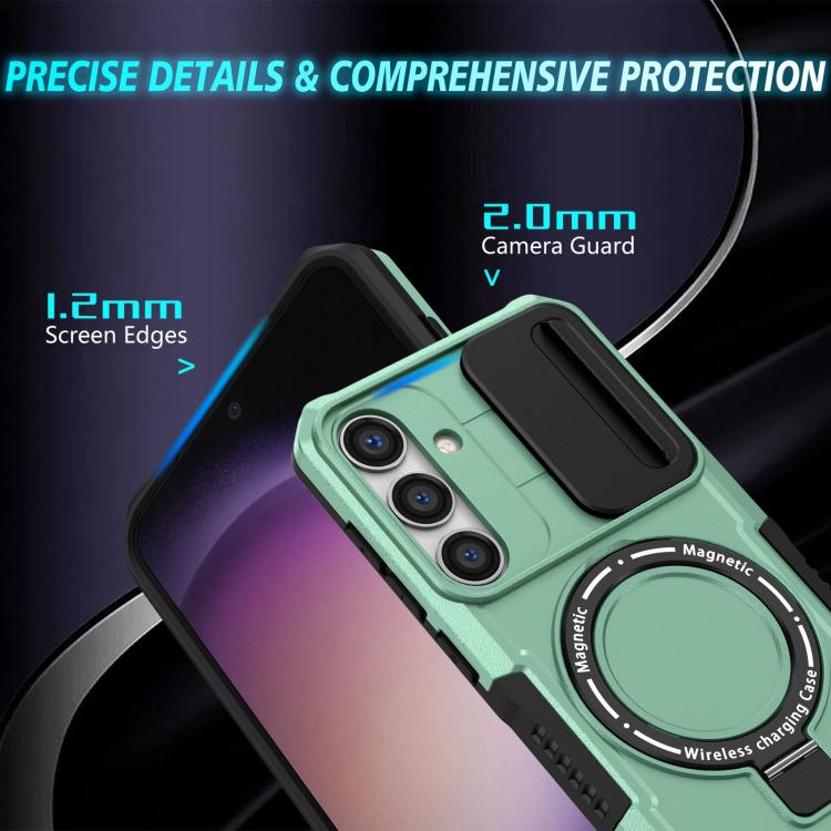 For Samsung Galaxy S25 5G Sliding Camshield MagSafe Holder TPU Hybrid PC Phone Case(Light Blue) - Galaxy S25 5G Cases by PMC TechLife | Online Shopping South Africa | PMC TechLife | Buy Now Pay Later Mobicred