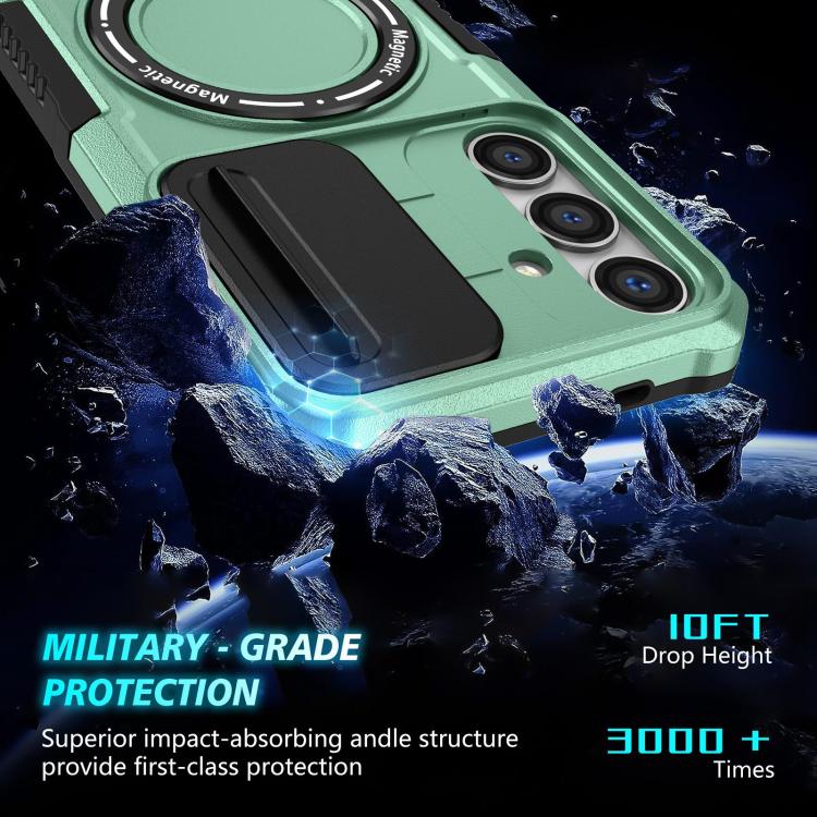 For Samsung Galaxy S25 5G Sliding Camshield MagSafe Holder TPU Hybrid PC Phone Case(Light Blue) - Galaxy S25 5G Cases by PMC TechLife | Online Shopping South Africa | PMC TechLife | Buy Now Pay Later Mobicred