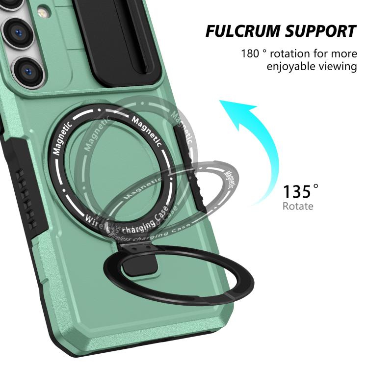 For Samsung Galaxy S25 5G Sliding Camshield MagSafe Holder TPU Hybrid PC Phone Case(Light Blue) - Galaxy S25 5G Cases by PMC TechLife | Online Shopping South Africa | PMC TechLife | Buy Now Pay Later Mobicred