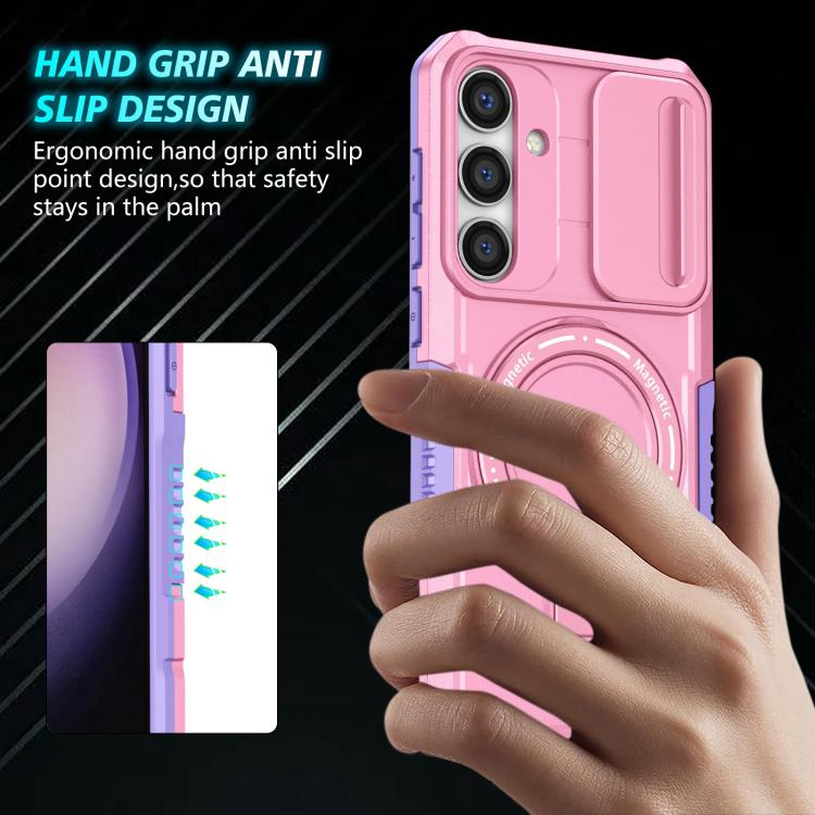For Samsung Galaxy S25 5G Sliding Camshield MagSafe Holder TPU Hybrid PC Phone Case(Purple Pink) - Galaxy S25 5G Cases by PMC TechLife | Online Shopping South Africa | PMC TechLife | Buy Now Pay Later Mobicred