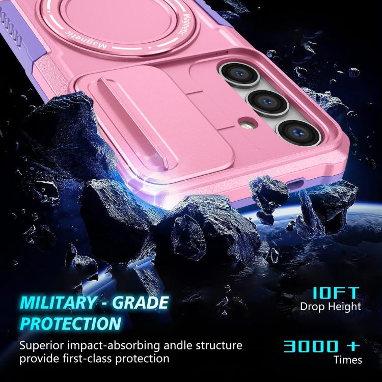 For Samsung Galaxy S25 5G Sliding Camshield MagSafe Holder TPU Hybrid PC Phone Case(Purple Pink) - Galaxy S25 5G Cases by PMC TechLife | Online Shopping South Africa | PMC TechLife | Buy Now Pay Later Mobicred
