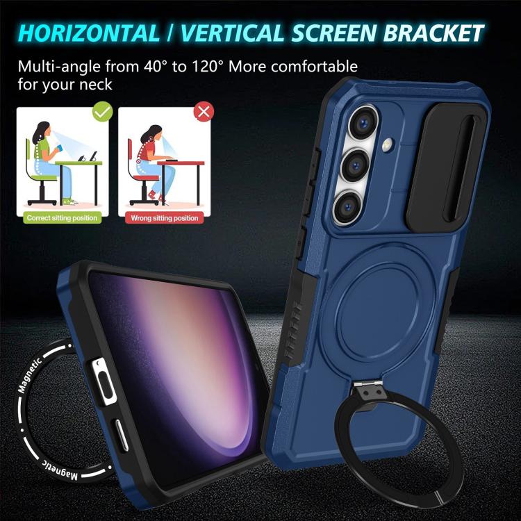 For Samsung Galaxy S25+ 5G Sliding Camshield MagSafe Holder TPU Hybrid PC Phone Case(Royal Blue) - Galaxy S25+ 5G Cases by PMC TechLife | Online Shopping South Africa | PMC TechLife | Buy Now Pay Later Mobicred