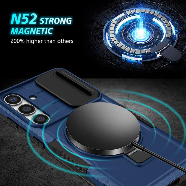 For Samsung Galaxy S25+ 5G Sliding Camshield MagSafe Holder TPU Hybrid PC Phone Case(Royal Blue) - Galaxy S25+ 5G Cases by PMC TechLife | Online Shopping South Africa | PMC TechLife | Buy Now Pay Later Mobicred
