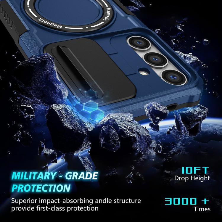 For Samsung Galaxy S25+ 5G Sliding Camshield MagSafe Holder TPU Hybrid PC Phone Case(Royal Blue) - Galaxy S25+ 5G Cases by PMC TechLife | Online Shopping South Africa | PMC TechLife | Buy Now Pay Later Mobicred