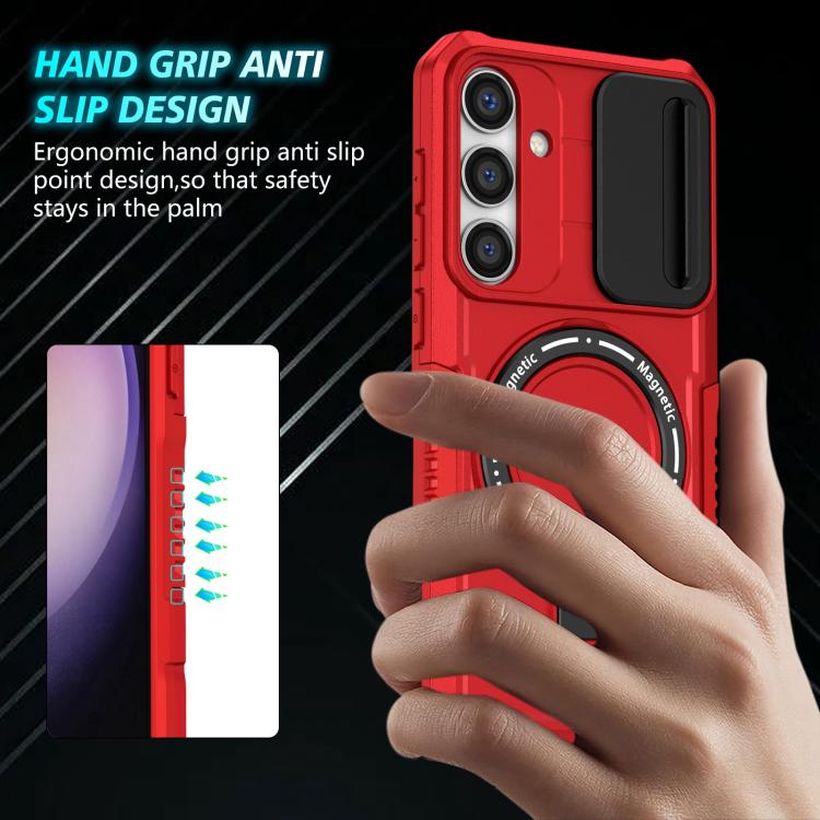 For Samsung Galaxy S25+ 5G Sliding Camshield MagSafe Holder TPU Hybrid PC Phone Case(Red) - Galaxy S25+ 5G Cases by PMC TechLife | Online Shopping South Africa | PMC TechLife | Buy Now Pay Later Mobicred