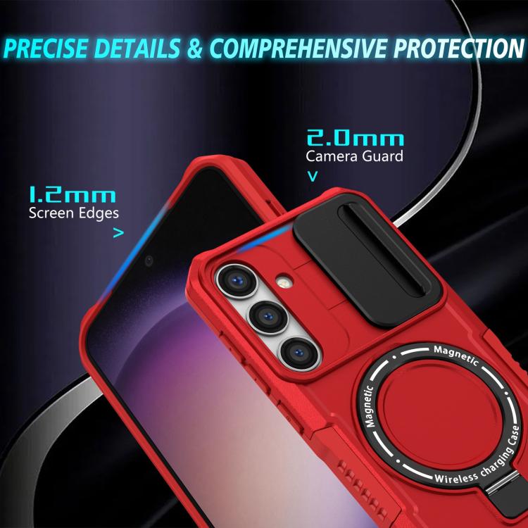 For Samsung Galaxy S25+ 5G Sliding Camshield MagSafe Holder TPU Hybrid PC Phone Case(Red) - Galaxy S25+ 5G Cases by PMC TechLife | Online Shopping South Africa | PMC TechLife | Buy Now Pay Later Mobicred