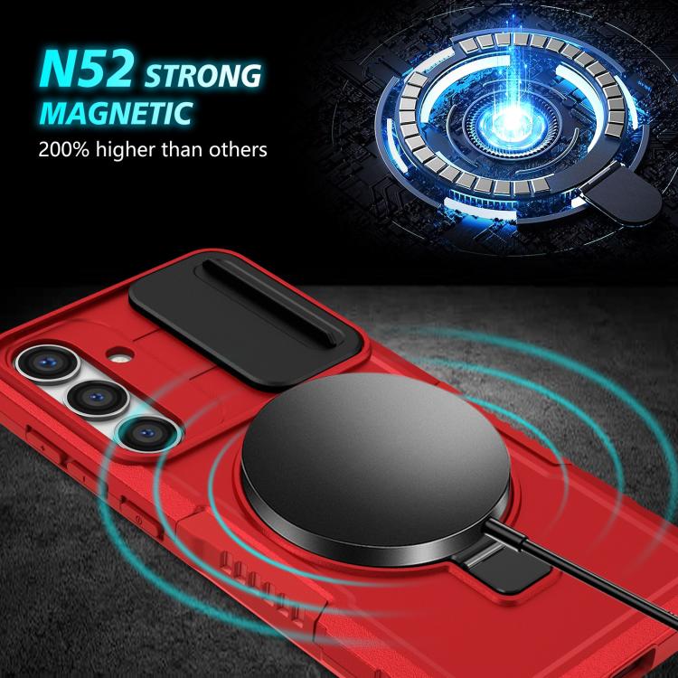 For Samsung Galaxy S25+ 5G Sliding Camshield MagSafe Holder TPU Hybrid PC Phone Case(Red) - Galaxy S25+ 5G Cases by PMC TechLife | Online Shopping South Africa | PMC TechLife | Buy Now Pay Later Mobicred