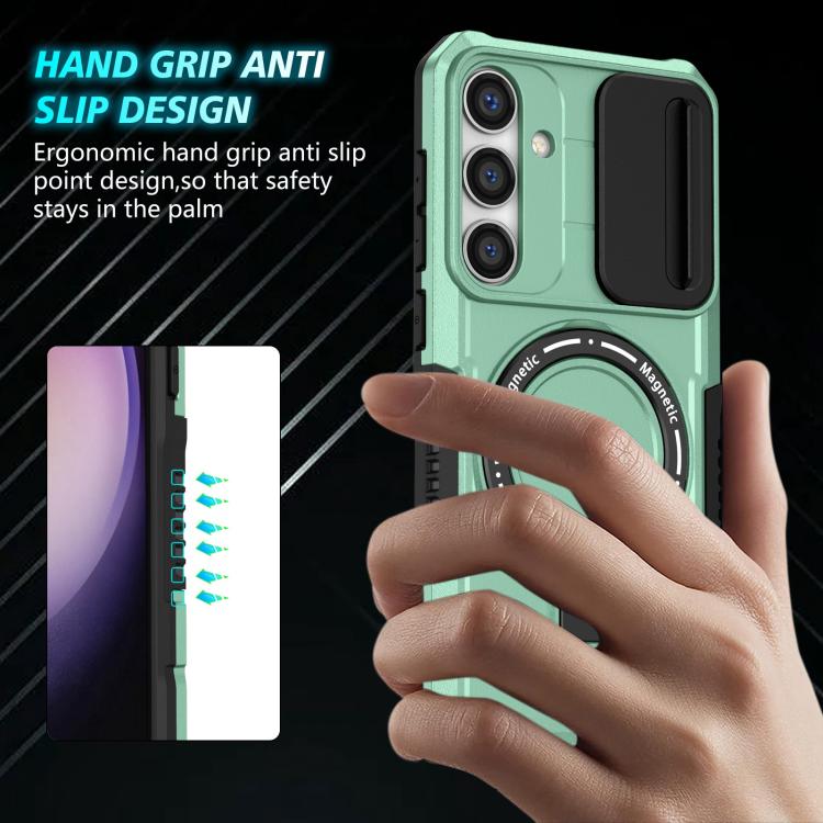 For Samsung Galaxy S25+ 5G Sliding Camshield MagSafe Holder TPU Hybrid PC Phone Case(Light Blue) - Galaxy S25+ 5G Cases by PMC TechLife | Online Shopping South Africa | PMC TechLife | Buy Now Pay Later Mobicred