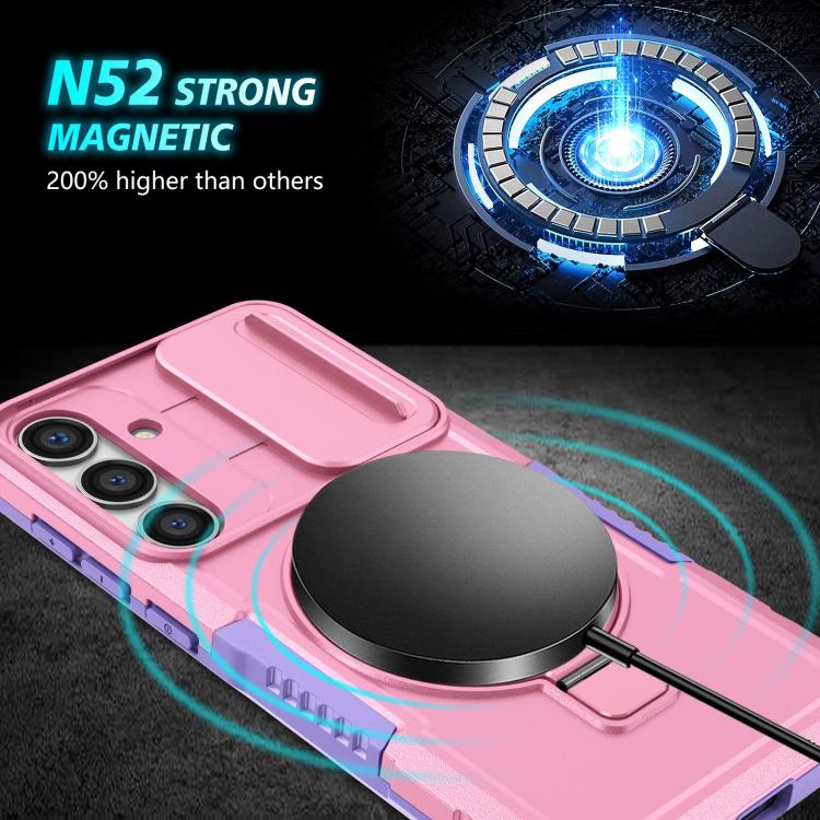 For Samsung Galaxy S25+ 5G Sliding Camshield MagSafe Holder TPU Hybrid PC Phone Case(Purple Pink) - Galaxy S25+ 5G Cases by PMC TechLife | Online Shopping South Africa | PMC TechLife | Buy Now Pay Later Mobicred