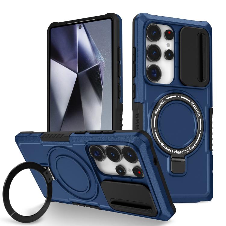 For Samsung Galaxy S25 Ultra 5G Sliding Camshield MagSafe Holder TPU Hybrid PC Phone Case(Royal Blue) - Galaxy S25 Ultra 5G Cases by PMC TechLife | Online Shopping South Africa | PMC TechLife | Buy Now Pay Later Mobicred